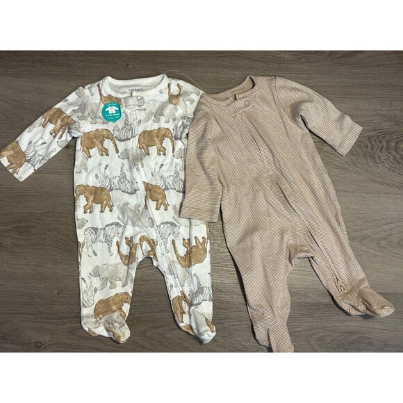 Carters Child of mine 2 pc unisex sleep n play 2pack NWOT size 0-3 months - Picture 1 of 4